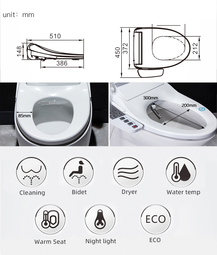 Closed Front Heated Toilet Seat Bidet For Bathroom Toilet / Smart Toilet Seat