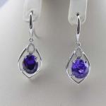 Rose Gold 925 Silver 7mmx9mm Oval Ruby Cubic Zirconia Dangle Drop Earrings