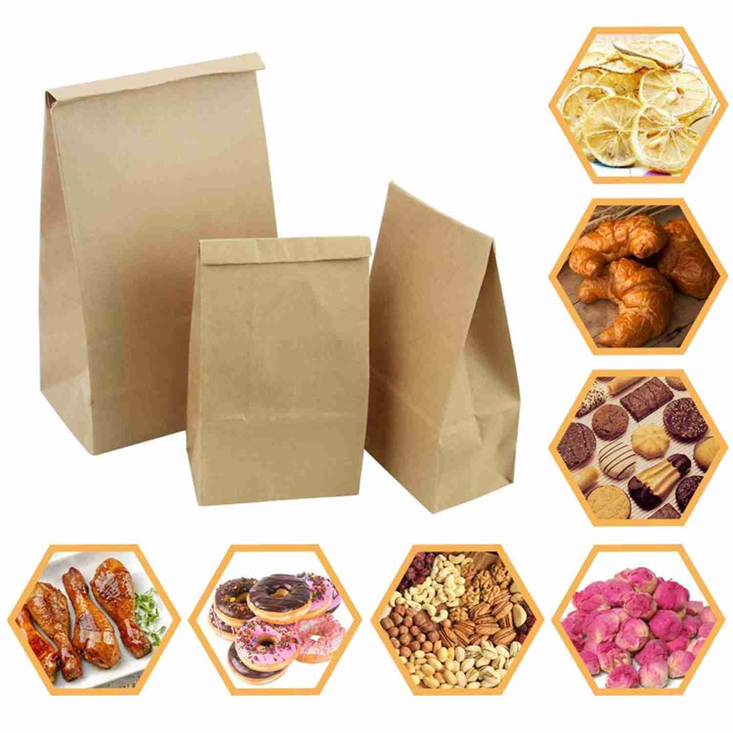 ODM White Kraft Waxpaper Food Bags Carrier For Restaurant 60gsm