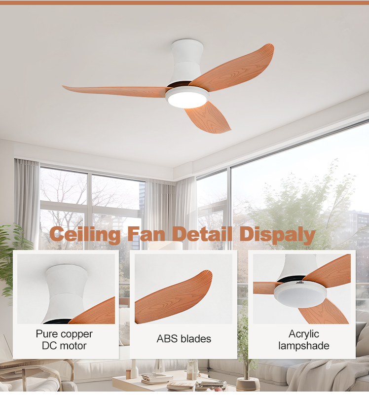 Smart Home High Speed ABS Ceiling Fan with 6 Speed Choice Remote Control Color LED