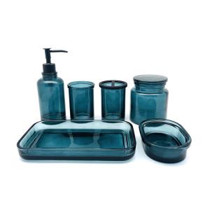 Wholesale Vintage Glass Bathroom Accessories In teal Color painting Round Shape from china suppliers