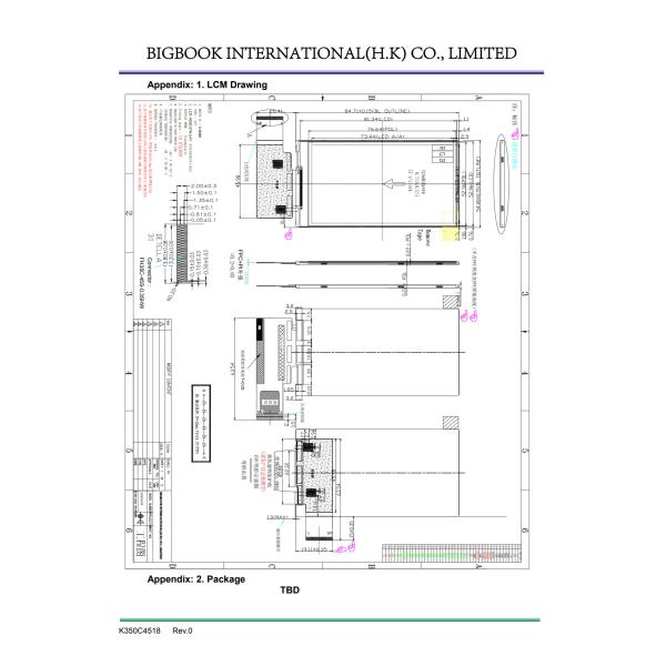 3.5 inch TFT LCD Display Module with Transflective Screen and White LED Backlight