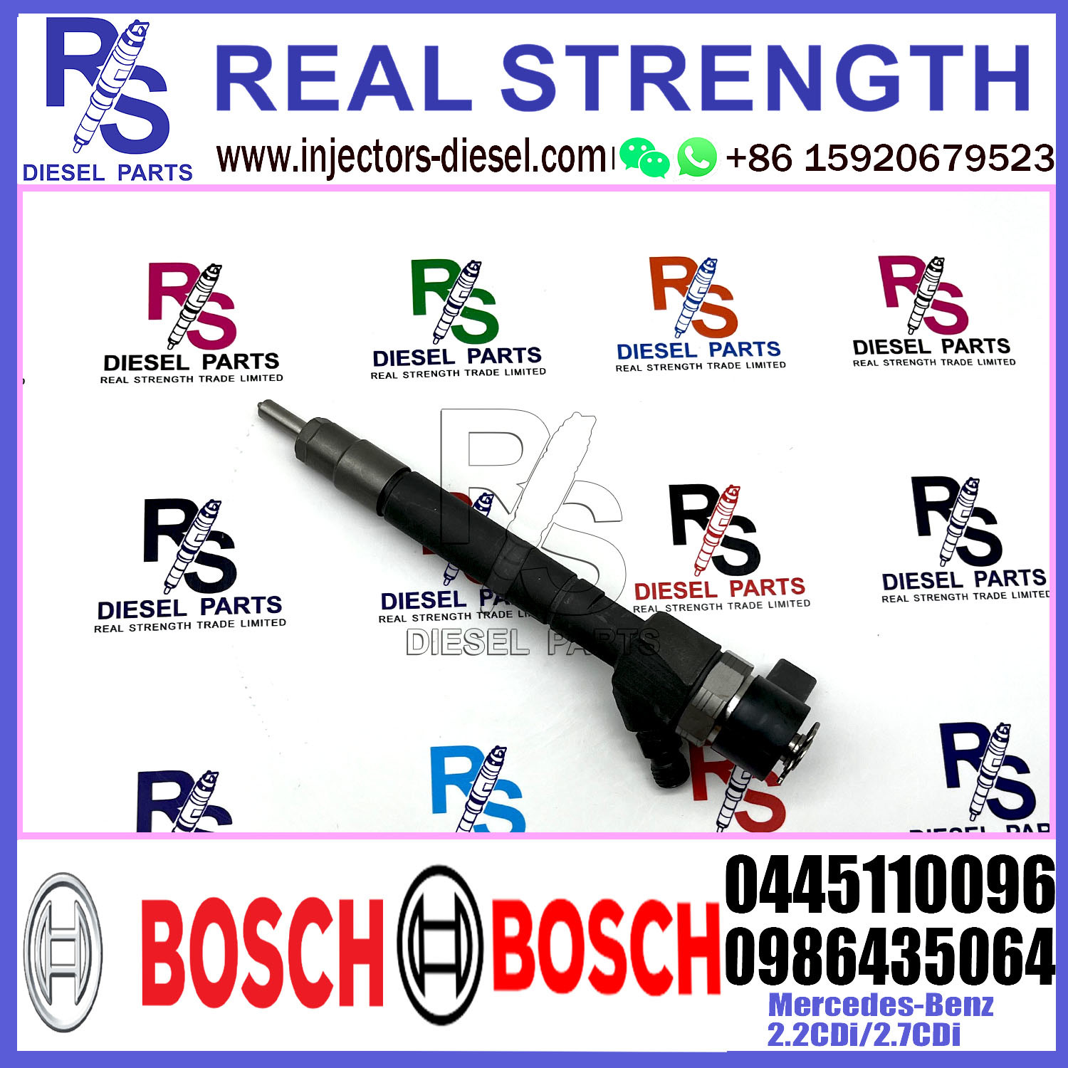 Diesel Fuel Common Rail Injector 0445110096 0445110095 0986435063 0986435064 For Mercedes-Benz 2.2CDi/2.7CDi Engine