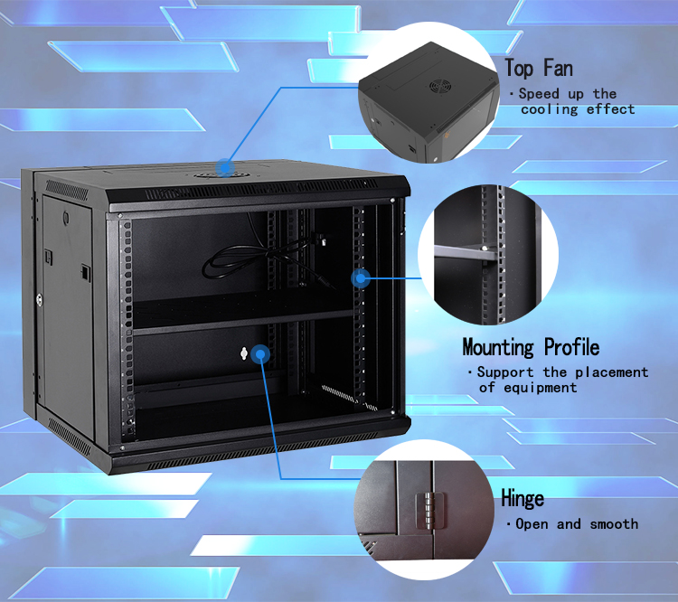 19Inch Mini Server Rack Cabinet , Wall Mount Rack Enclosure Server Cabinet