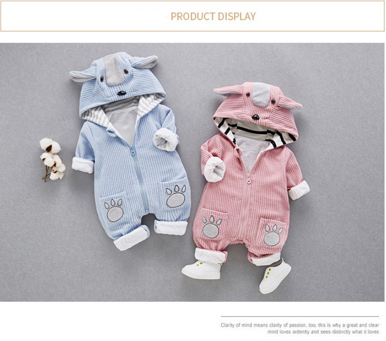 Funky Cute Newborn Baby Clothes Animals Pattern Winter Rompers For Baby Girl