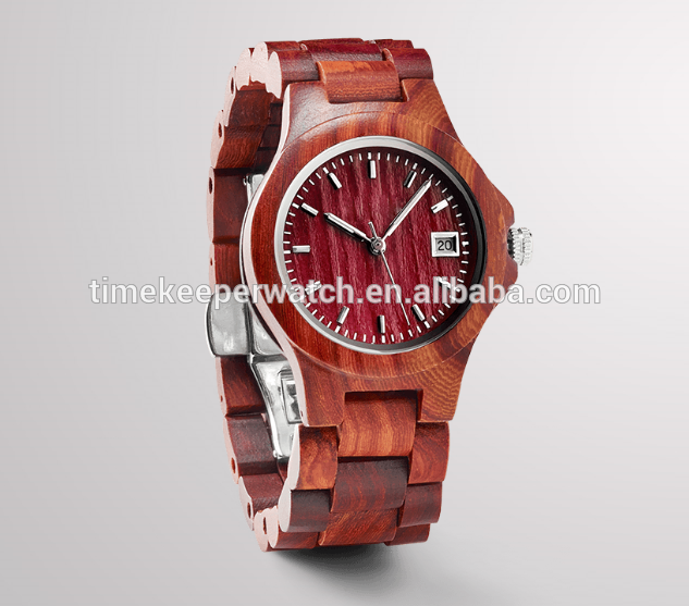 Ebony timber , wood band watches with date function,noctilucent hands can see from dark .