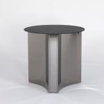 Silver Marble Top Round Dining Table Stainless Steel Legs For Restaurant