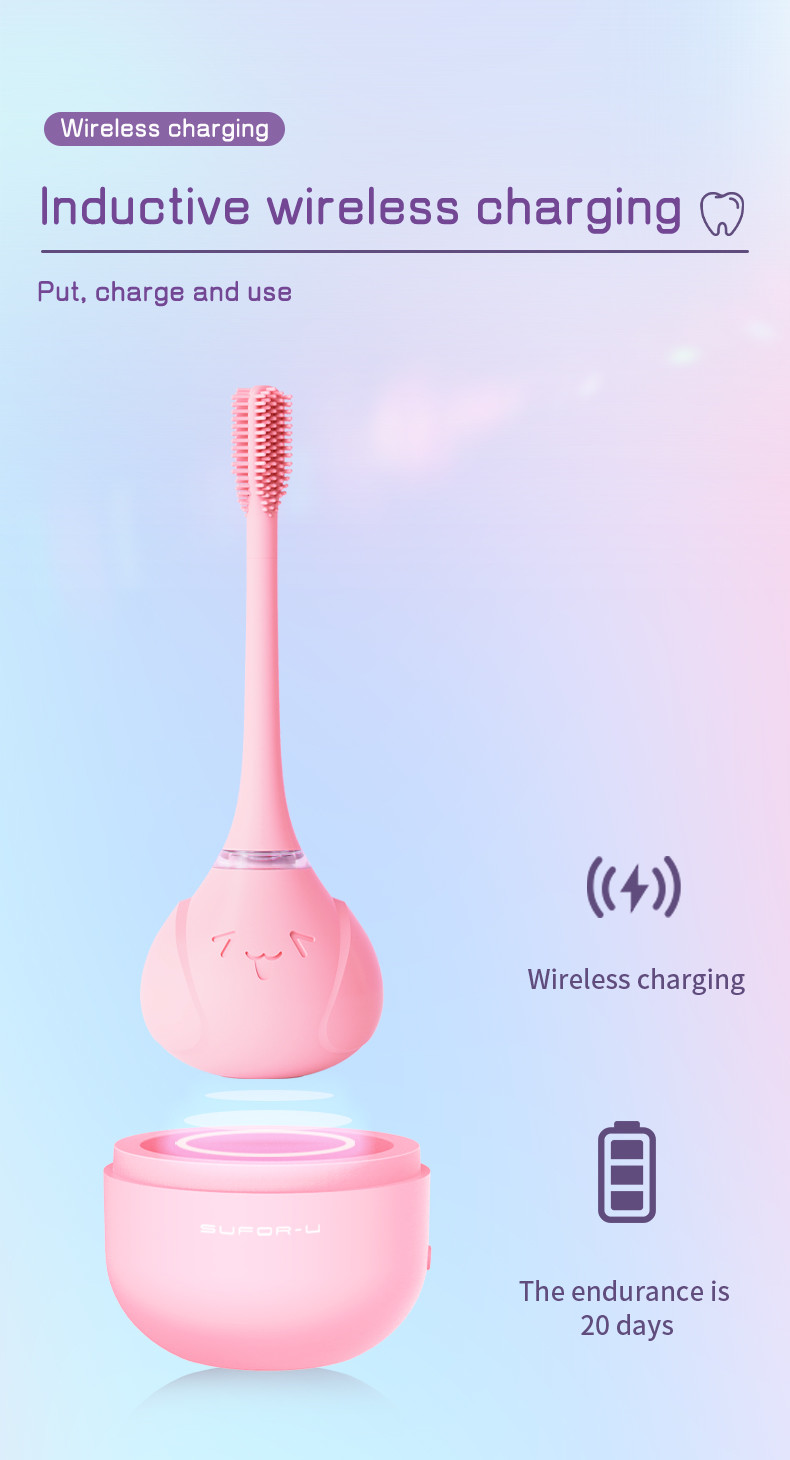 2024 New Arrival Baby Toothbrush Silicone Electric Toothbrush For Kids With Smart Timer