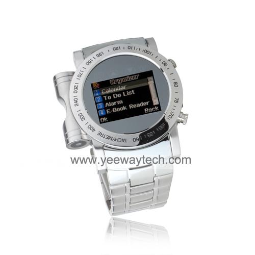 W980 Cool Stainless Steel Quad Band Bluetooth Mp3 / Mp4 Player Wrist Watch Cell