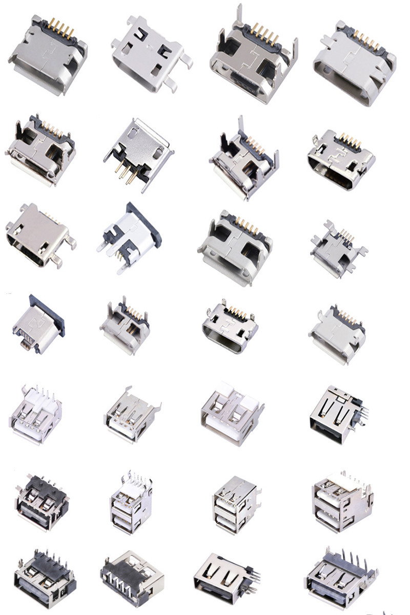 USB connector 2.0 a type 2 ports female board cutout right angel through hole for pcb type