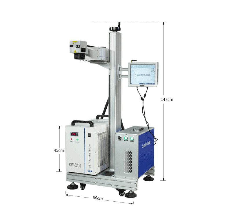 Flying UV Laser Marking Machine Marker Food Packaging QR Code Bar Code on Glass PET PP