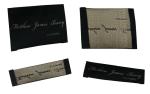 Black 30D yarn printed clothing labels , durable woven clothes labels