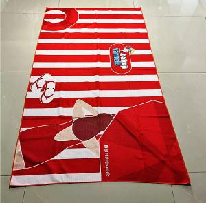 Wholesale RPET recycled plastic bottle fiber custom design sand free quick dry microfiber waffle red and white stripe beach towel from china suppliers