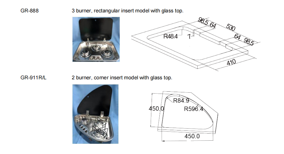 Hot Sales RV Cooker Gas Built-in 2 Burner camping Gas Stove LPG