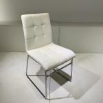 White Hotel Restaurant Leather Chair Electroplated Base Luxury Dining Chair 57