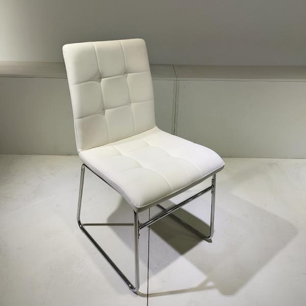 White Hotel Restaurant Leather Chair Electroplated Base Luxury Dining Chair 57