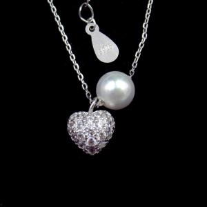 Wholesale Plated Rhinestone Rose Gold Pearl Necklace / Heart Shape Teardrop Pearl Necklace from china suppliers