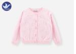 Heart Holes Knitting Girls Pink Cardigan Sweater , Cotton Girls Long Sweater