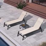 Outdoor Lounge Chair Set Aluminum Patio Chaise Lounger Side Table and Pillow