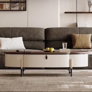 Wholesale Walnut Veneer Central Oval Coffee Table Natural Wood Top Metal Legs For Living Room And Hotel Use from china suppliers