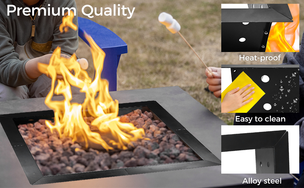 Steel Square Above In-Ground Fire Pit Insert Ring Liner for Solid Steel Square Fire Ring
