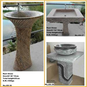 Wholesale Natural Stone Round Bowl Pedestal Sink for Kitchen from china suppliers