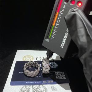 Wholesale 925 Sterling Silver Moissanite Ring Cuban Link Jewelry Hip Hop Chain from china suppliers