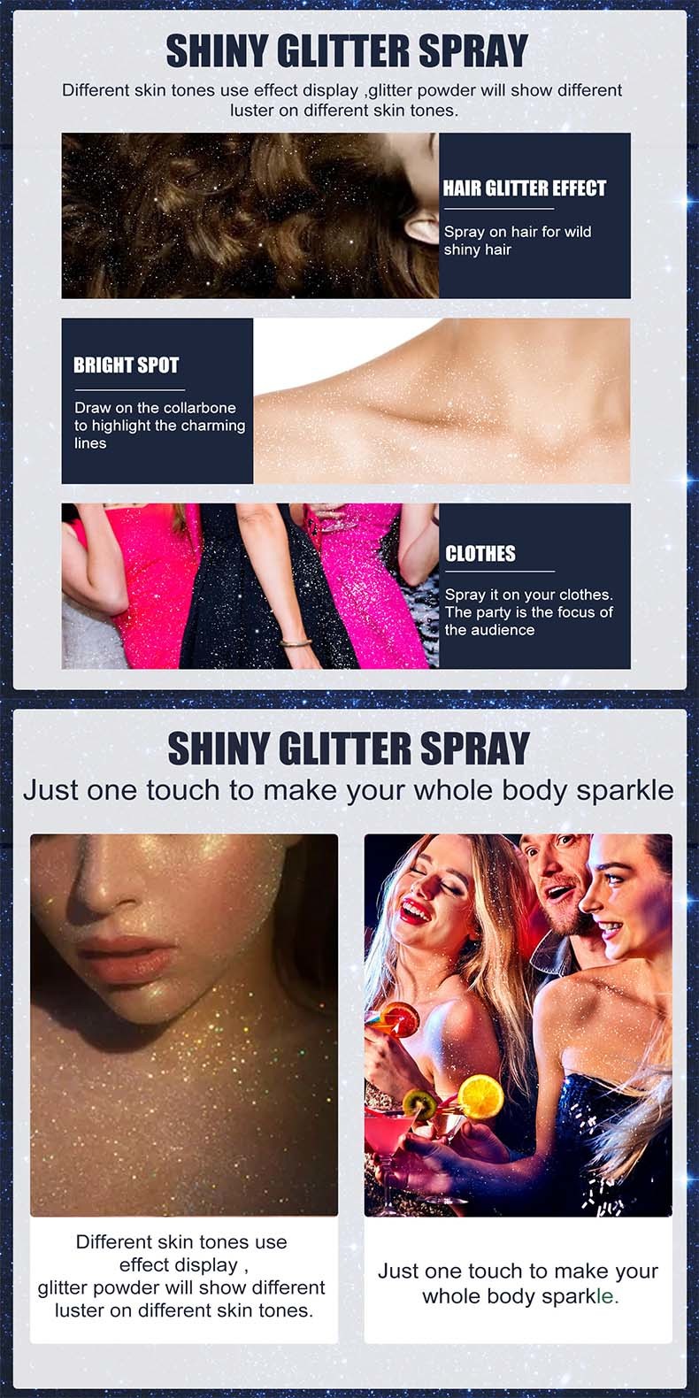 Party Glitter Spray Instant Hair Color Spray For Parties Festivals OEM Accpected