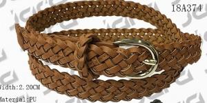 Wholesale Tan / Black / Brown PU Womens Braided Belt , Ladies Braided Belts With Gold Buckle from china suppliers