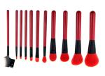 Wooden Handle Red Beauty Professional Cosmetic Brush Set Lightweight