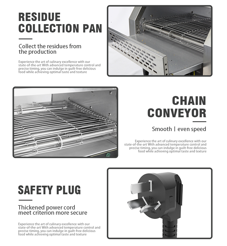 Commercial Sliver 1.3KW Automatic Conveyor Toaster for Quick and Easy Burger Toasting