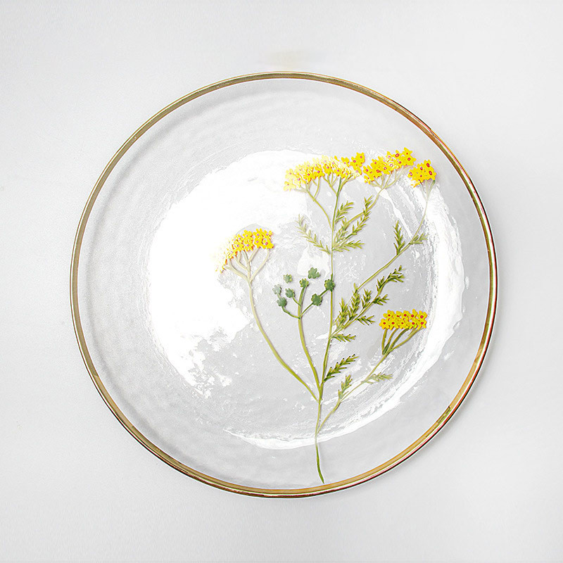 Household Exquisite Printed Hammer Grain Glass Tableware