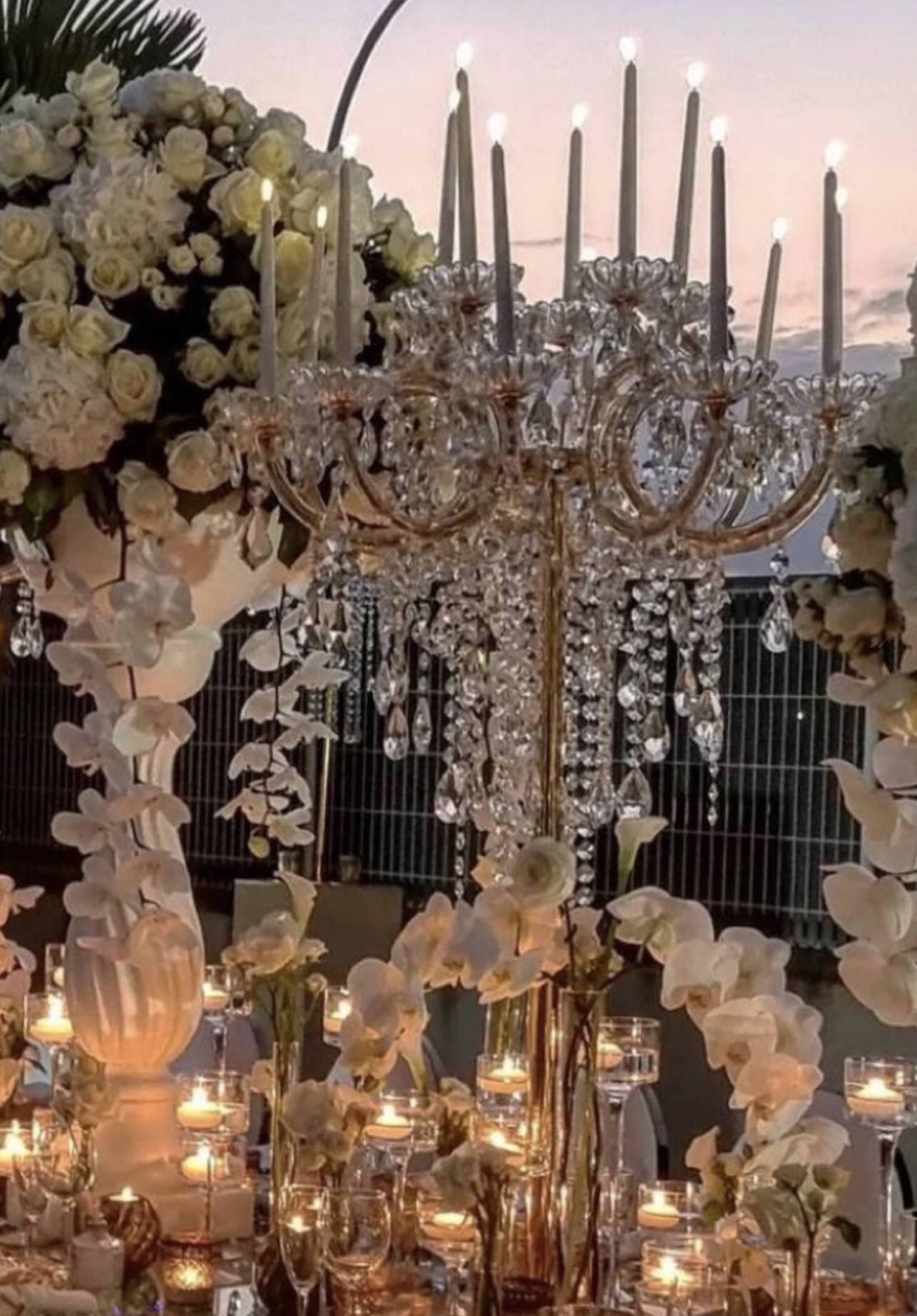 18 Arms Pendant Full Crystal Glass Pendant Chandelier Transparent Foot Candle Holder