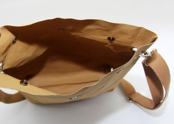 Custom Brown Kraft Paper Washable Shoulder Bag Casual Eco Friendly No Zipper For Men
