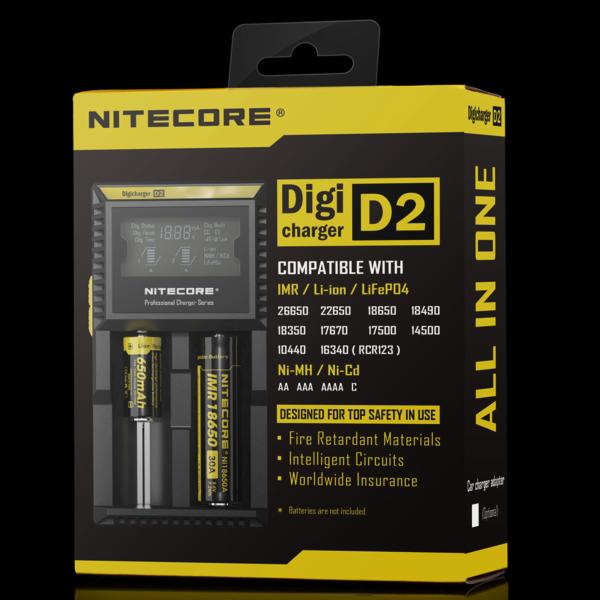 Nitecore D2 LCD charger dual charger for IMR/Li-ion/Ni-MH/Hi-Cd/LiFePO4 18650,