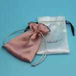 Rose Gold Silk Satin Crystal Aura Packaging Drawstring Bag