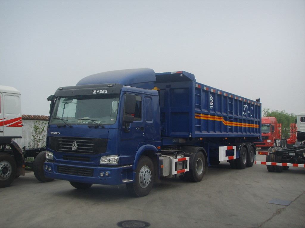3 Axles Dump Tractor Trailer , Semi Dump Trailers 45T Capacity SGS