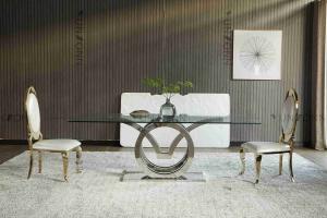 Wholesale Tempered Glass Seagull Dining Table Rectangle Silver Series Home Furniture from china suppliers