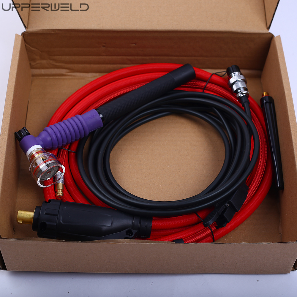 Cutting Industry Red and Black WT125F TIG Welding Torches with Glass Cup Performance