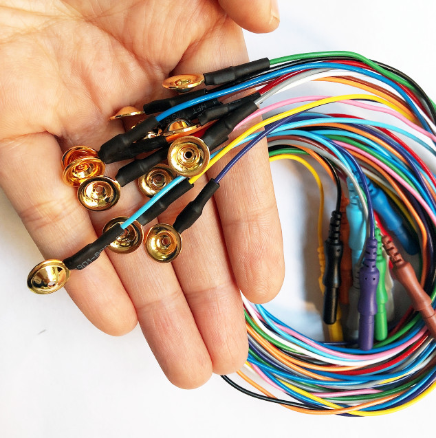 Medical Gold Plating Cup EEG Lead Electrodes Cable Wire For EEG EMG ECG Or EOG