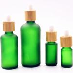 18/410 100ml Frosted Green Glass Liquor Empty Essential Oil Bottles Bamboo