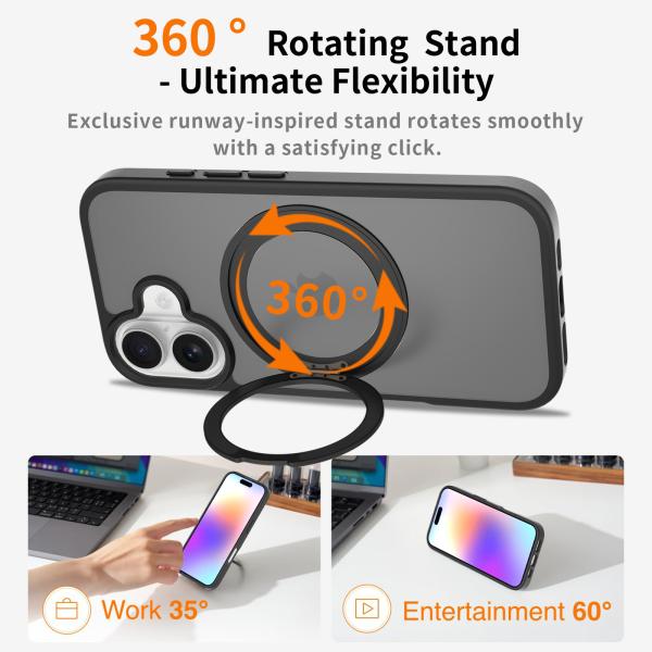 Customized Apple 17 Mobile Phone Case With Stand 360 Rotation IPhone16pro Magnetic Anti-Fingerprint Skin-Feel Mobile Phone Case