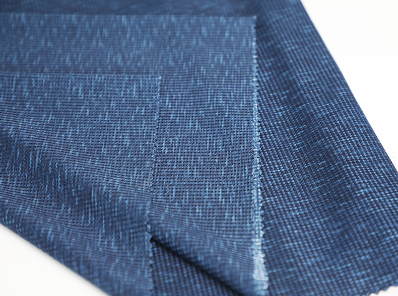 Blue Cationic Polyester Single Jersey Fabric Spandex Waffle Knit