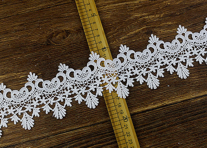 Floral Embroidered Chemical Poly Milk Lace Ribbon Trim Water Soluble Azo Free