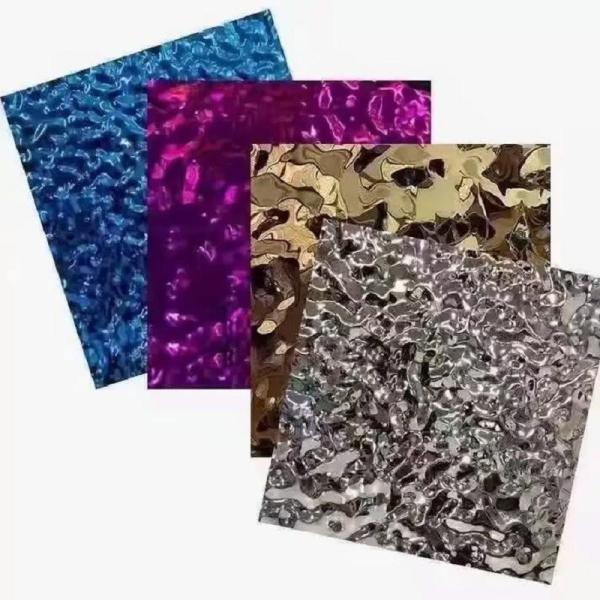 AISI304 Stainless Steel Water Ripple Sheet 4ft*8ft Embossed Sheet Gold Bule