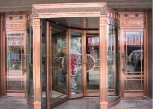 Wholesale Bronze Engraving Flower Hotel entrance automatic revolving door OEM service from china suppliers