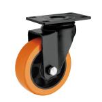Rotating Wheel 2.5inch Orange PU PVC Swivel Castor Wheels for Small Furniture