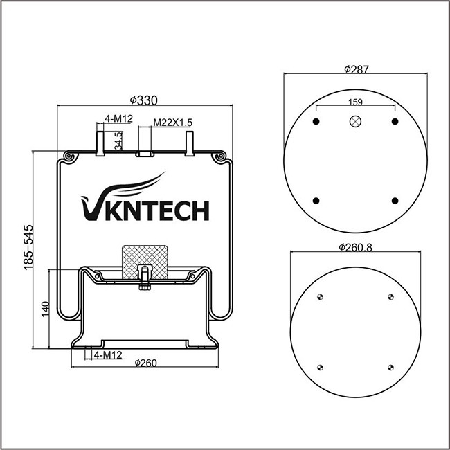 Contitech 810MB 4st Air Suspension Bags W01-M58-6345 Truck Spare Parts 1R14-059 Goodyear 1K6345 VKNTECH