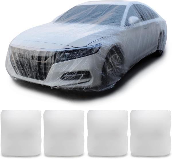 Disposable Car Covers，12.5 x 21.7ft Universal Clear Plastic Car Cover，Disposable
