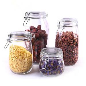 Wholesale Square Round Clear Glass Container 450ml 800ml 2200ml With Airtight Lid from china suppliers